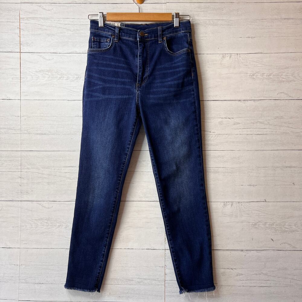 Marine Layer Jeans Womens Size 28 Blue High Skinny Raw Hem Cotton Blend Stretch